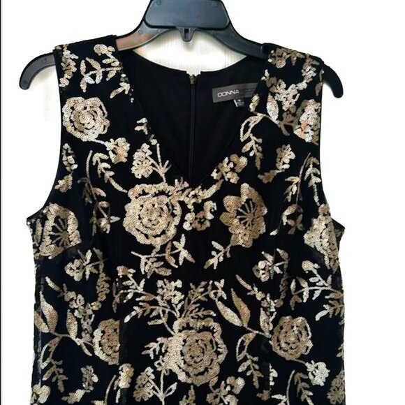 Donna Ricco Sequin Embroidered V-Neck Dress Size 16 (Fits like14) - Picture 2 of 4